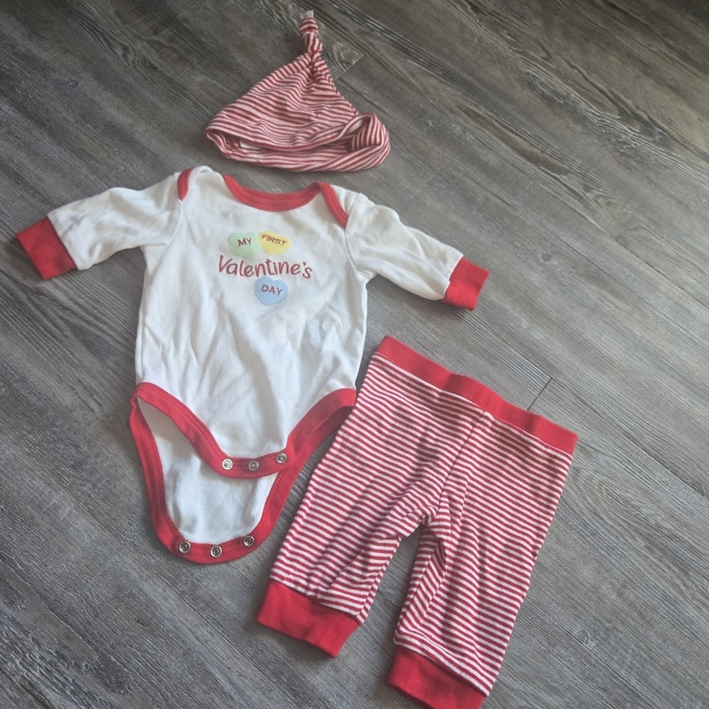 3M Boys Little Me Red and White Bodysuit Set